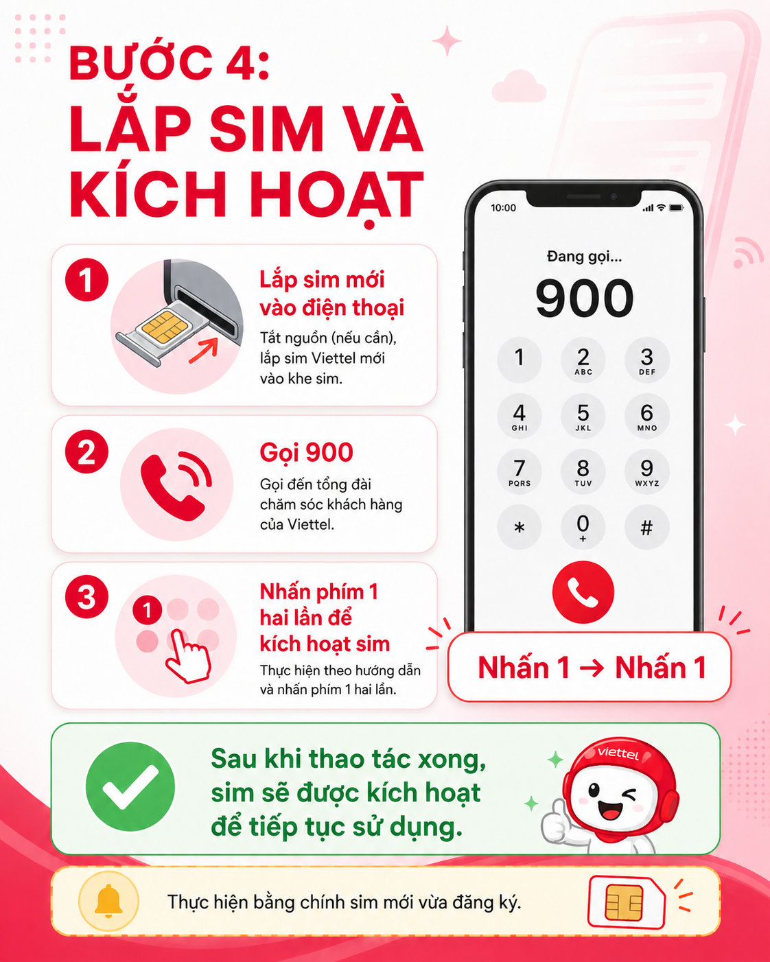 Bước 4 gọi 900 và nhấn phím 1 hai lần
