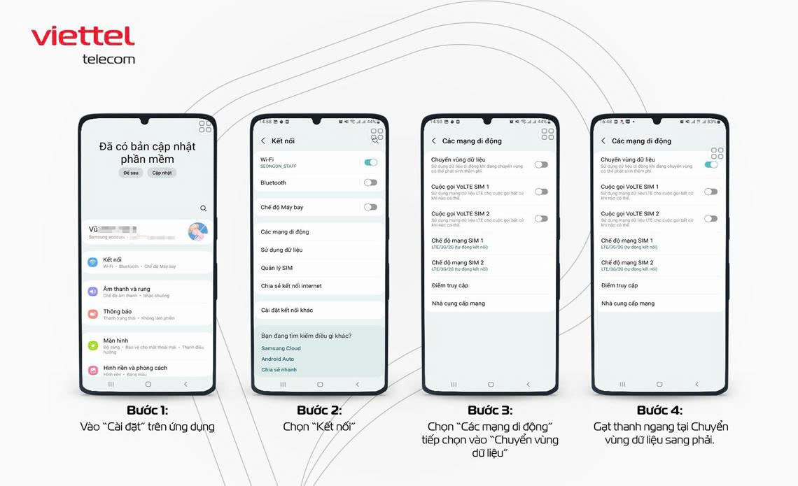 Các bước bật chuyển vùng dữ liệu trên Android