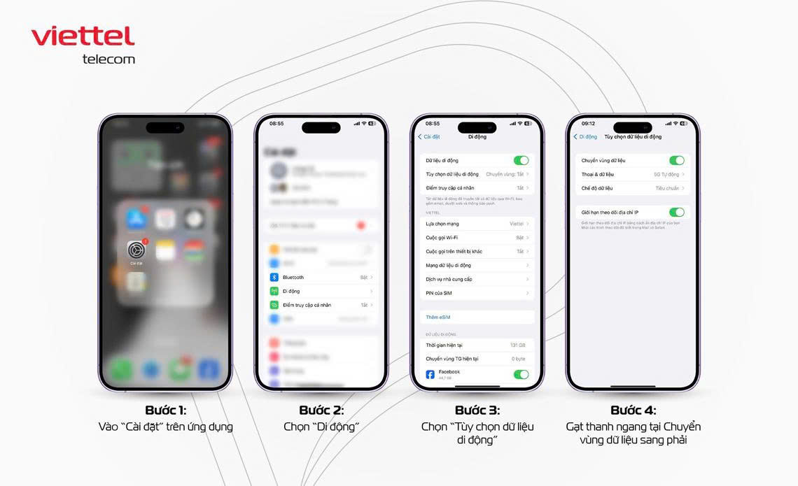 Các bước bật chuyển vùng dữ liệu trên iPhone