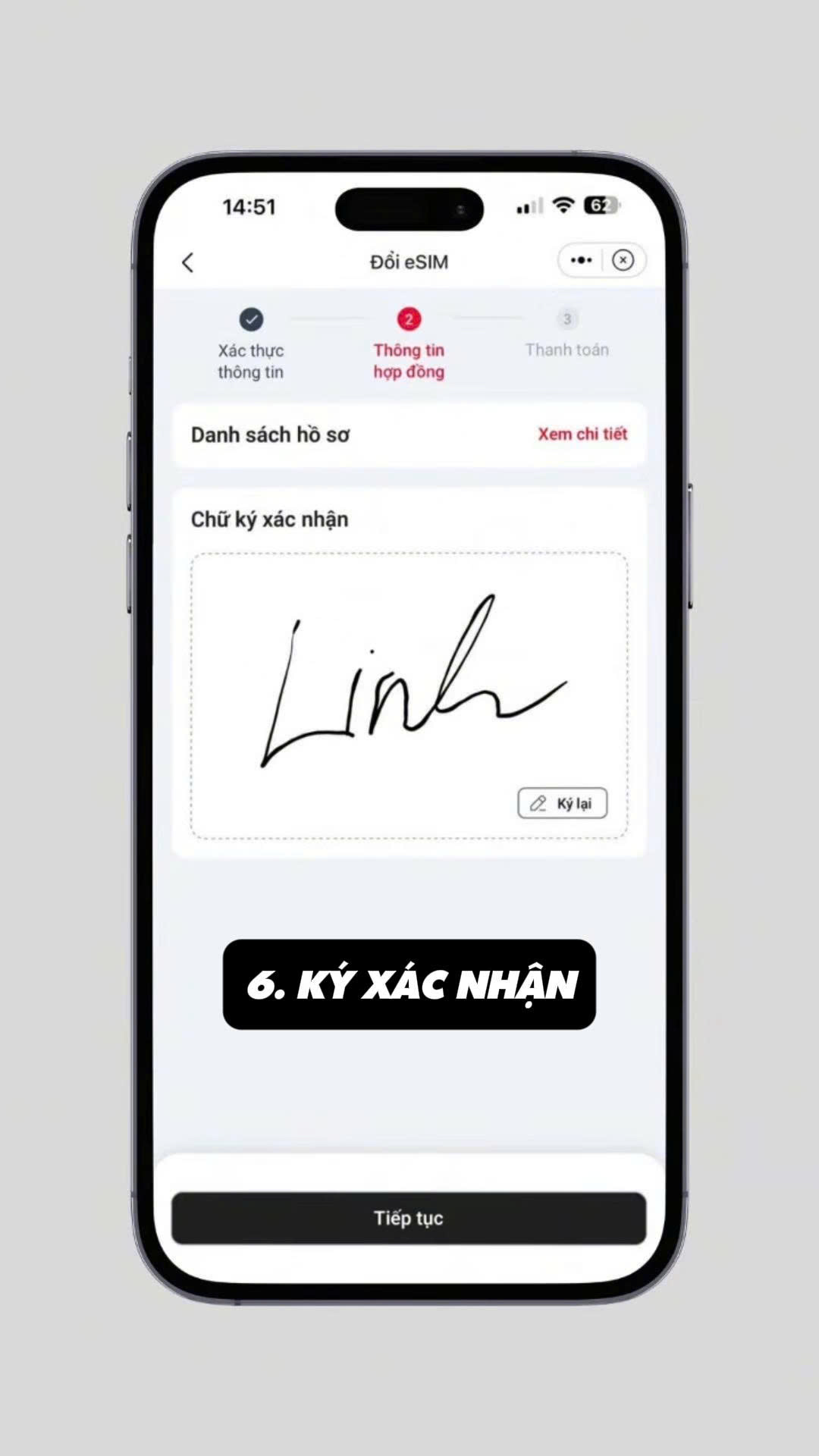 Minh họa bước 6: Kiểm tra hồ sơ và ký xác nhận