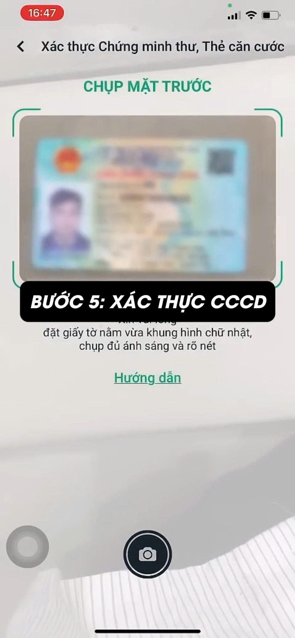 Bước 5: Chụp hai mặt CCCD